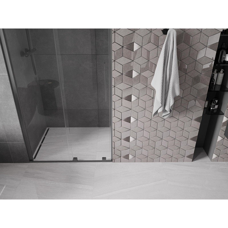 Mexen Velar sliding shower doors 120 cm, transparent, brushed gun gray - 871-120-000-01-66