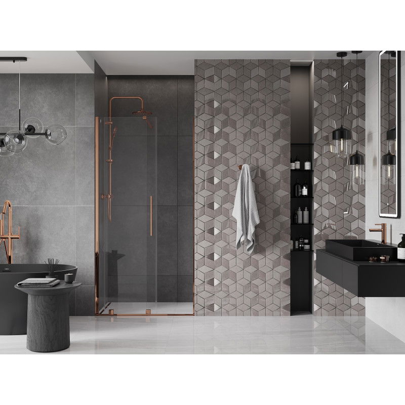 Mexen Velar sliding shower doors 90 cm, transparent, rose gold - 871-090-000-01-60