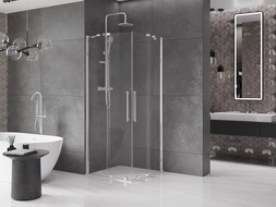 Mexen Velar Duo extendable shower cubicle 90 x 90 cm, transparent, chrome - 871-090-090-02-01