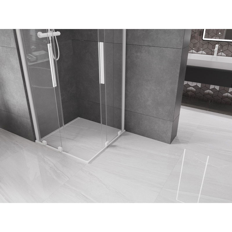 Mexen Velar Duo sliding shower cabin 80 x 80 cm, transparent, white - 871-080-080-02-20