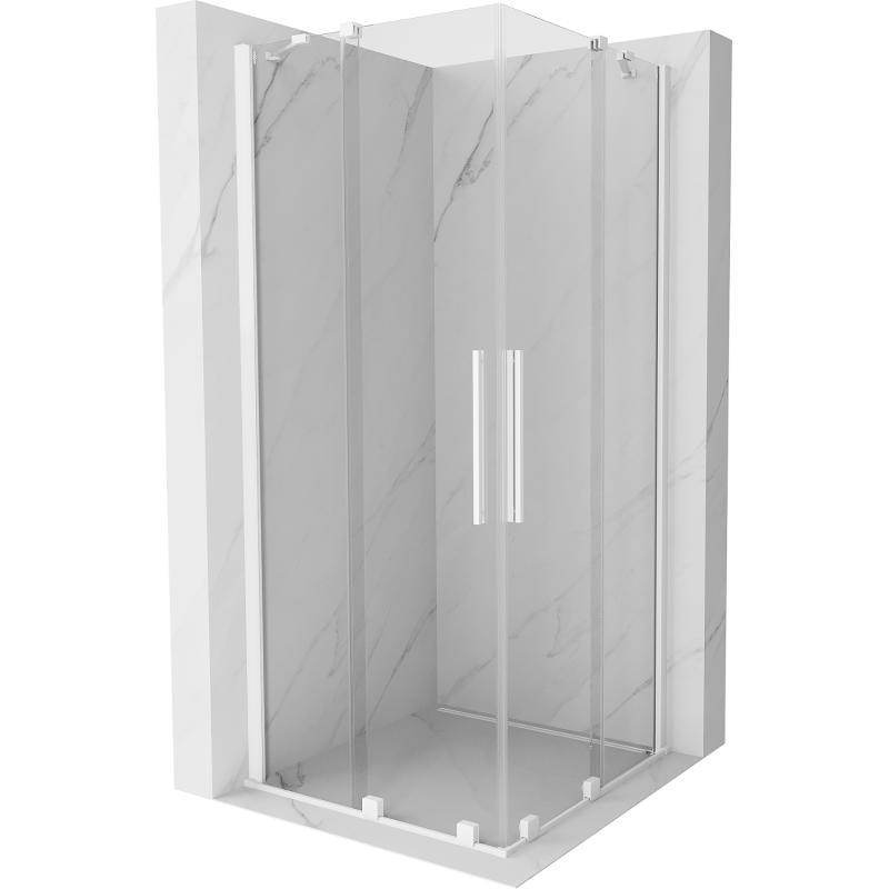 Mexen Velar Duo sliding shower cabin 90 x 90 cm, transparent, white - 871-090-090-02-20
