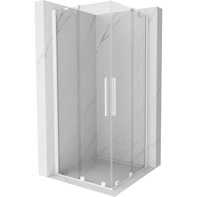 Mexen Velar Duo Sliding Shower Enclosure 90 x 90 cm, Transparent, White - 871-090-090-02-20