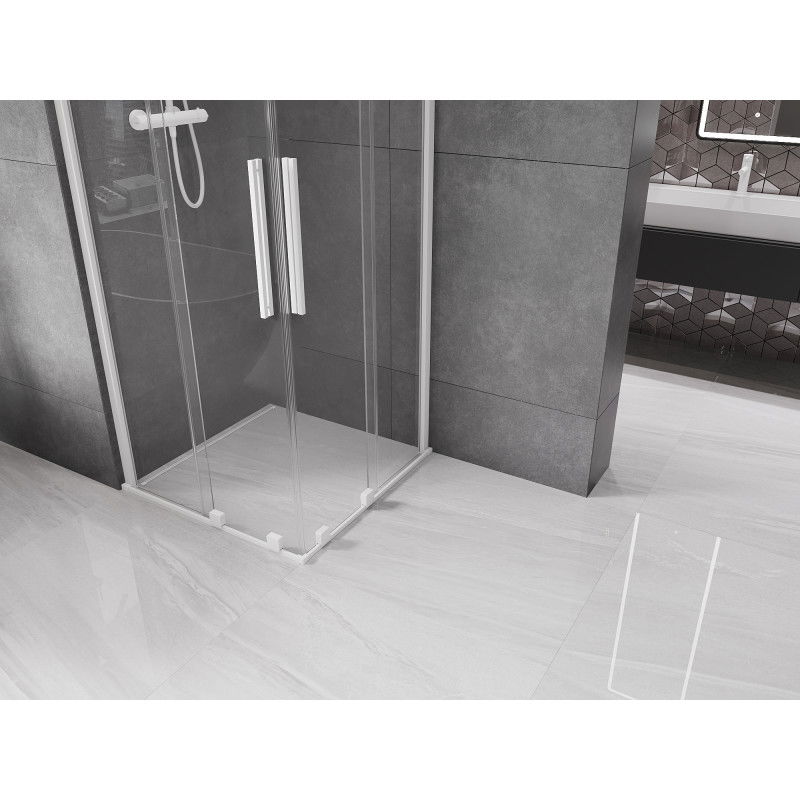Mexen Velar Duo sliding shower cabin 90 x 90 cm, transparent, white - 871-090-090-02-20