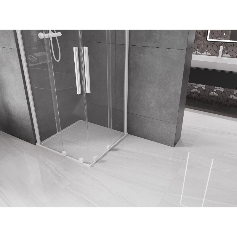 Mexen Velar Duo Sliding Shower Enclosure 90 x 90 cm, Transparent, White - 871-090-090-02-20