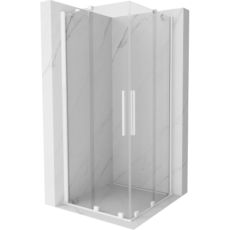 Mexen Velar Duo sliding shower cabin 100 x 100 cm, transparent, white - 871-100-100-02-20