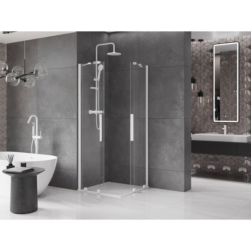Mexen Velar Duo sliding shower cabin 100 x 100 cm, transparent, white - 871-100-100-02-20