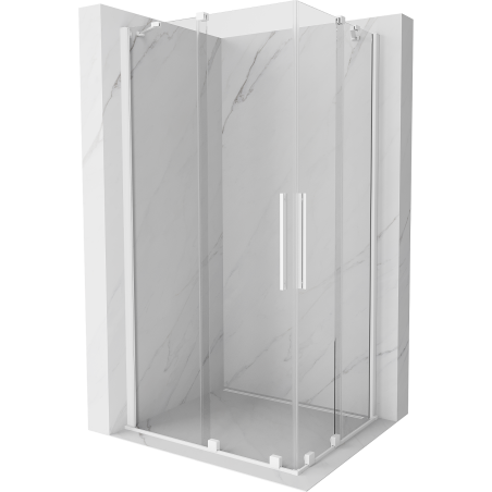 Mexen Velar Duo extendable shower cubicle 90 x 80 cm, transparent, white - 871-090-080-02-20