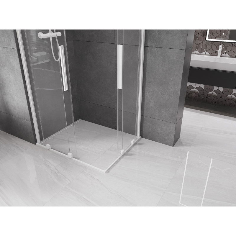 Mexen Velar Duo sliding shower cabin 90 x 80 cm, transparent, white - 871-090-080-02-20