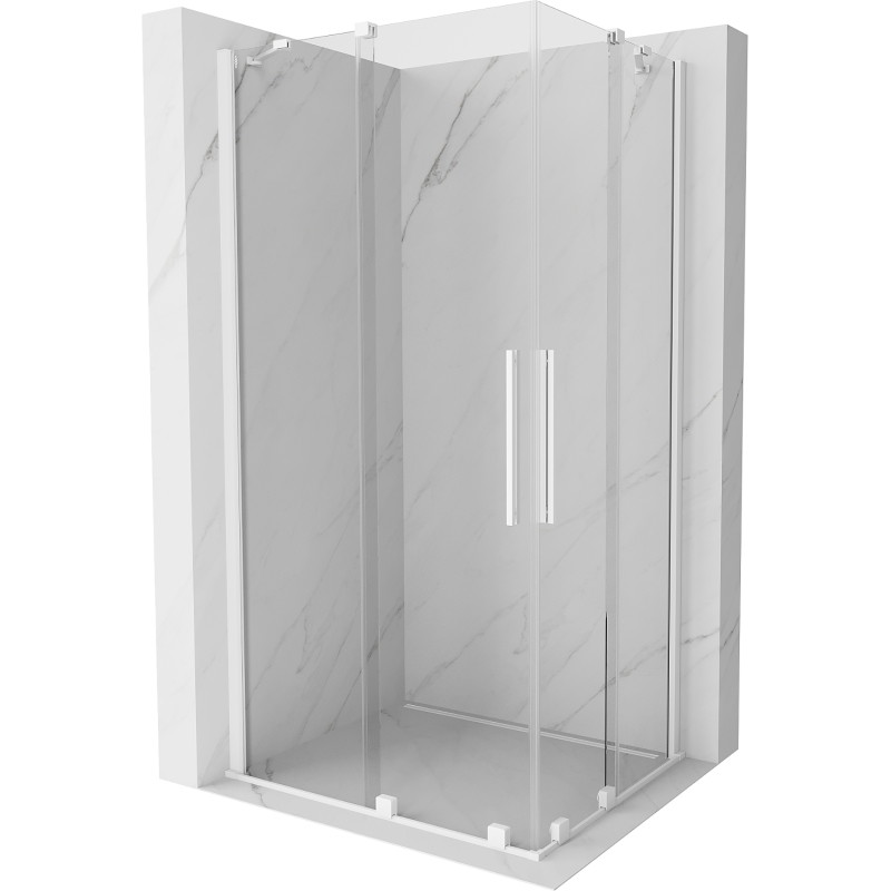 Mexen Velar Duo sliding shower cabin 100 x 90 cm, transparent, white - 871-100-090-02-20