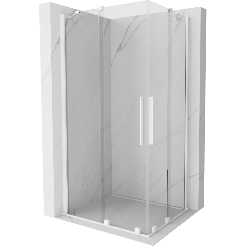Mexen Velar Duo sliding shower enclosure 100 x 90 cm, transparent, white - 871-100-090-02-20