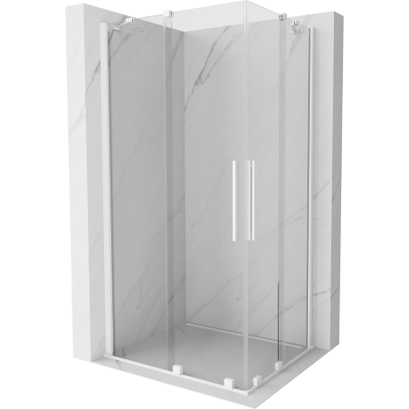 Mexen Velar Duo sliding shower enclosure 100 x 90 cm, transparent, white - 871-100-090-02-20