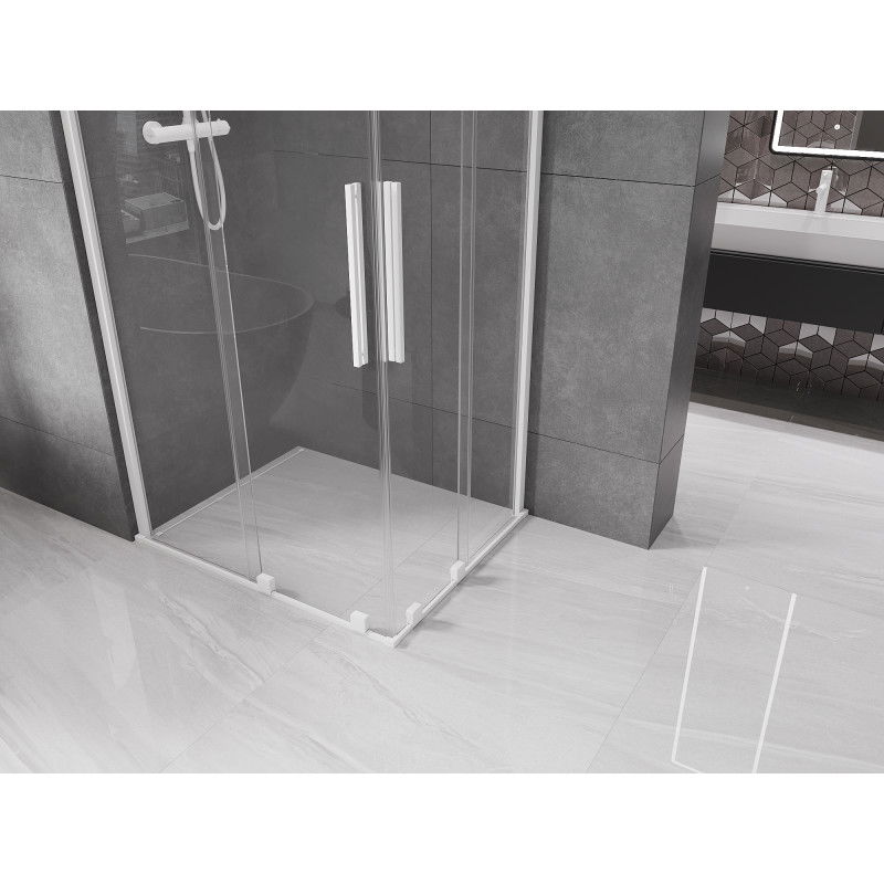 Mexen Velar Duo sliding shower enclosure 100 x 90 cm, transparent, white - 871-100-090-02-20