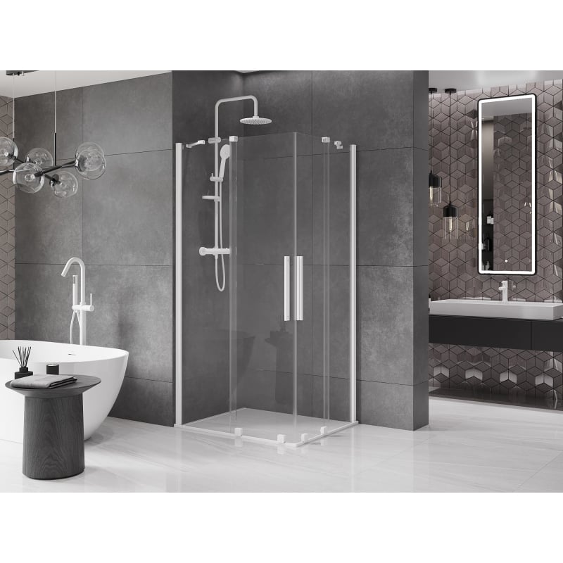Mexen Velar Duo sliding shower cabin 100 x 90 cm, transparent, white - 871-100-090-02-20