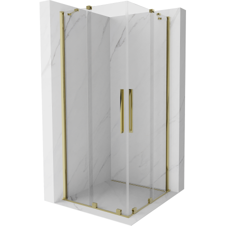 Mexen Velar Duo extendable shower cubicle 80 x 80 cm, transparent, gold - 871-080-080-02-50