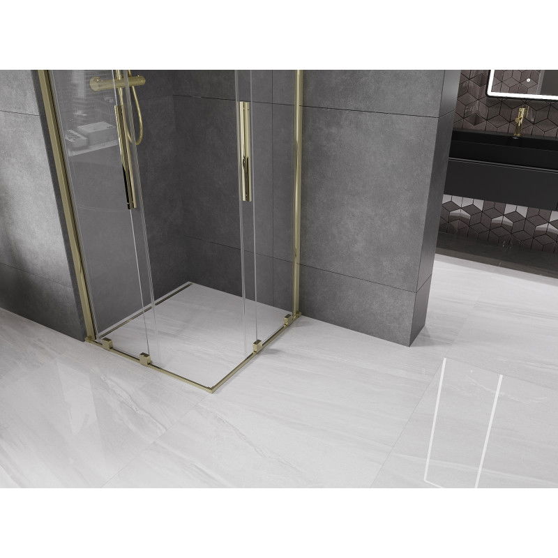 Mexen Velar Duo sliding shower enclosure 80 x 80 cm, transparent, gold - 871-080-080-02-50