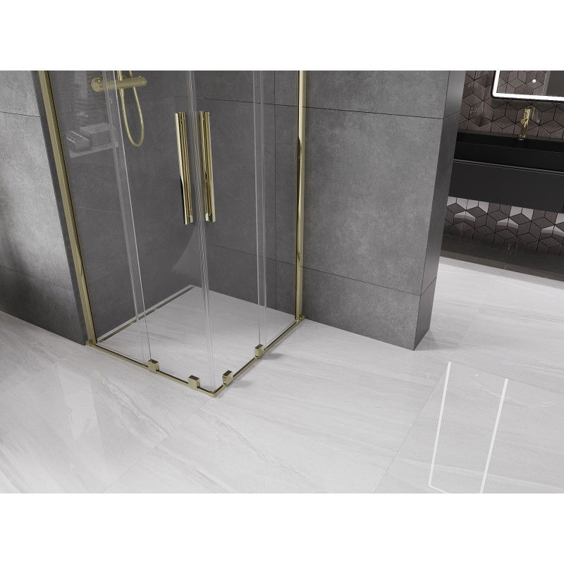 Mexen Velar Duo sliding shower enclosure 80 x 80 cm, transparent, gold - 871-080-080-02-50