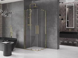 Mexen Velar Duo sliding shower cabin 80 x 80 cm, transparent, gold - 871-080-080-02-50