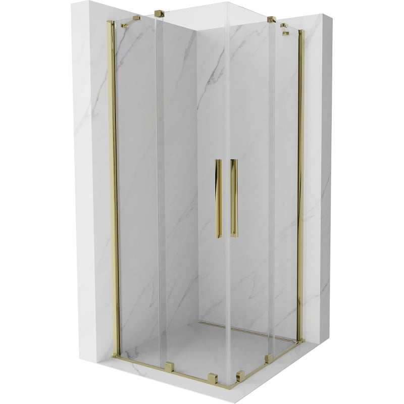 Mexen Velar Duo sliding shower cabin 90 x 90 cm, transparent, gold - 871-090-090-02-50