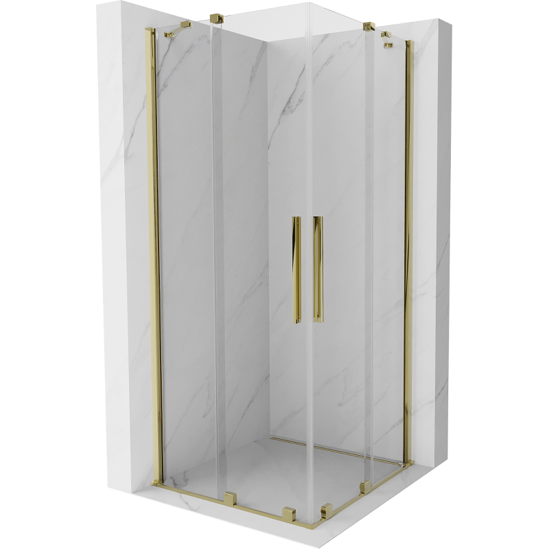 Mexen Velar Duo extendable shower cubicle 100 x 100 cm, transparent, gold - 871-100-100-02-50
