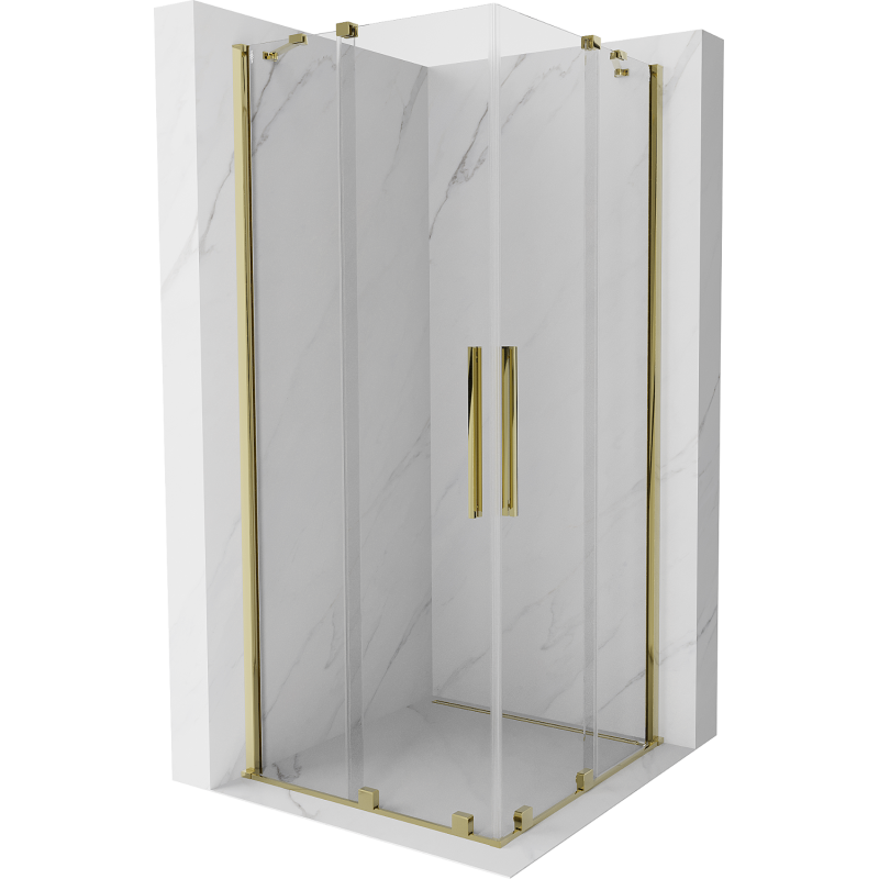 Mexen Velar Duo sliding shower cabin 100 x 100 cm, transparent, gold - 871-100-100-02-50