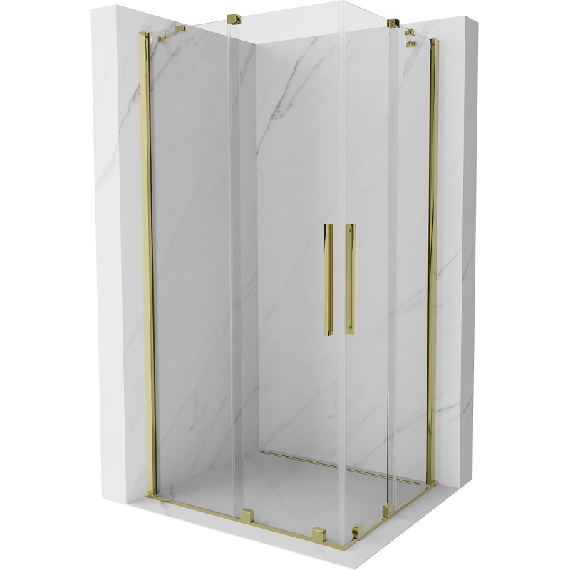 Mexen Velar Duo extendable shower cubicle 90 x 80 cm, transparent, gold - 871-090-080-02-50
