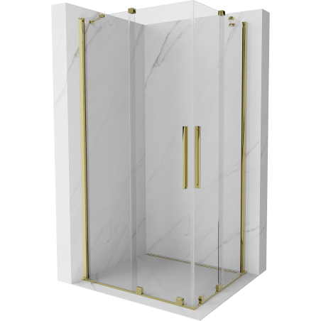 Mexen Velar Duo extendable shower cubicle 90 x 80 cm, transparent, gold - 871-090-080-02-50