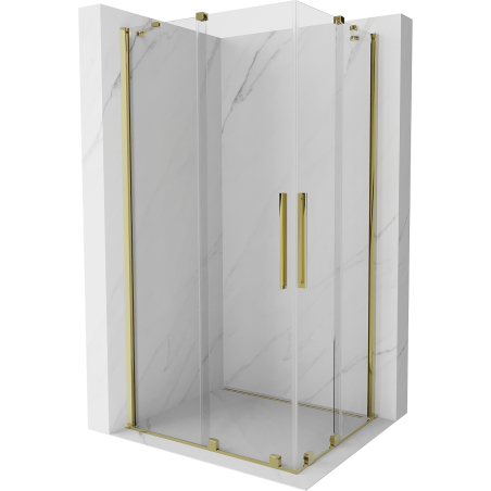 Mexen Velar Duo Sliding Shower Enclosure 90 x 80 cm, Transparent, Gold - 871-090-080-02-50