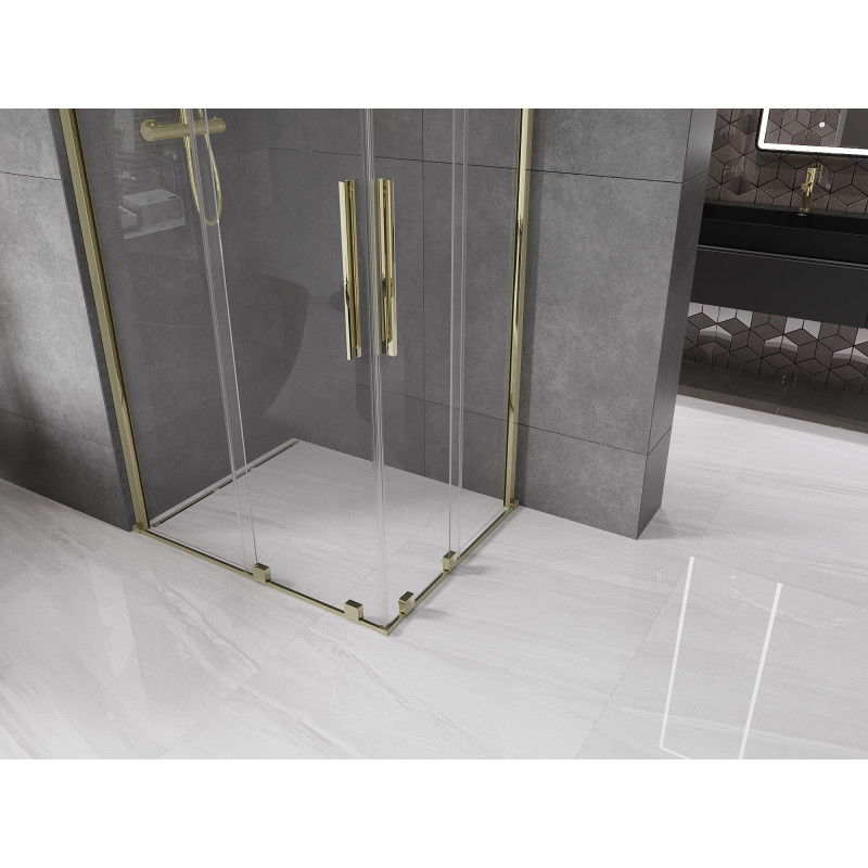 Mexen Velar Duo Sliding Shower Enclosure 90 x 80 cm, Transparent, Gold - 871-090-080-02-50
