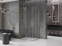 Mexen Velar Duo sliding shower cabin 90 x 80 cm, transparent, gold - 871-090-080-02-50