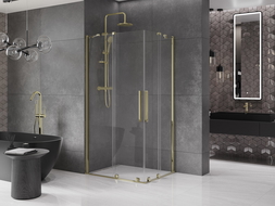 Mexen Velar Duo extendable shower cubicle 100 x 90 cm, transparent, gold - 871-100-090-02-50