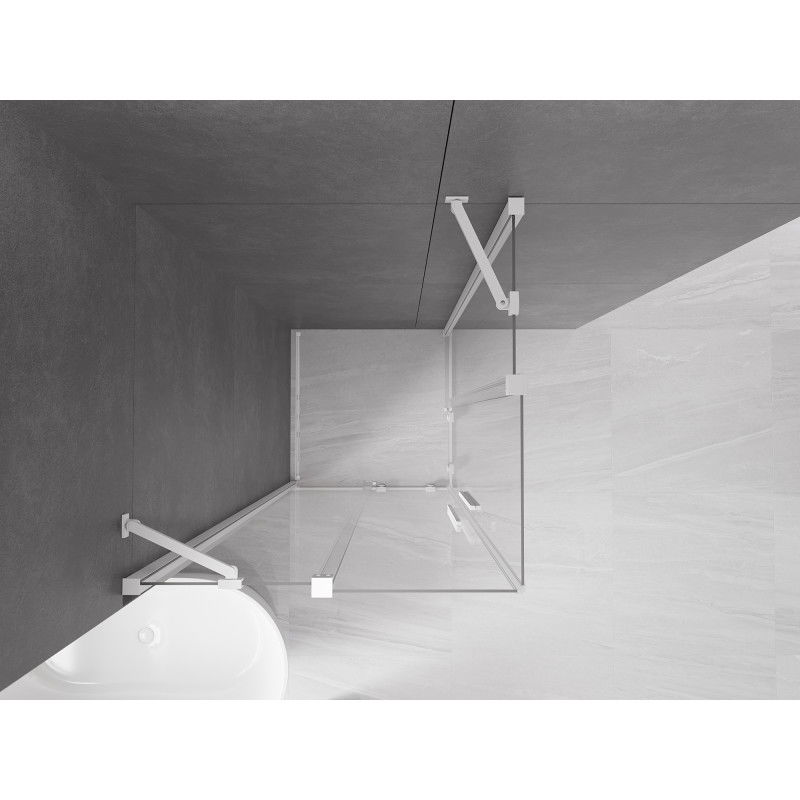 Mexen Velar Duo sliding shower cabin 80 x 80 cm, transparent, white - 871-080-080-02-20