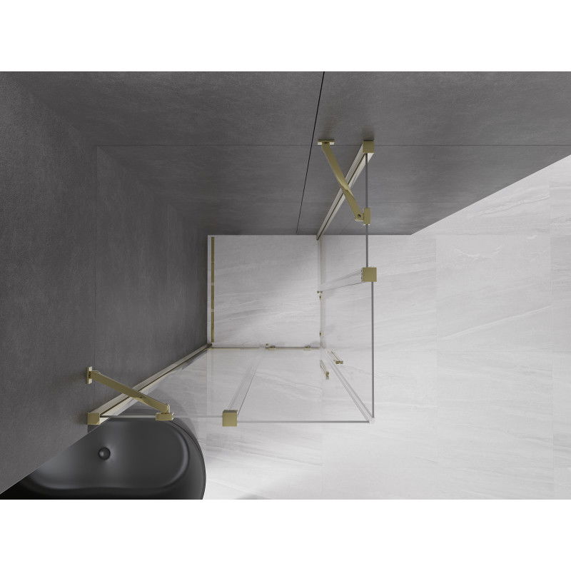Mexen Velar Duo sliding shower enclosure 80 x 80 cm, transparent, gold - 871-080-080-02-50