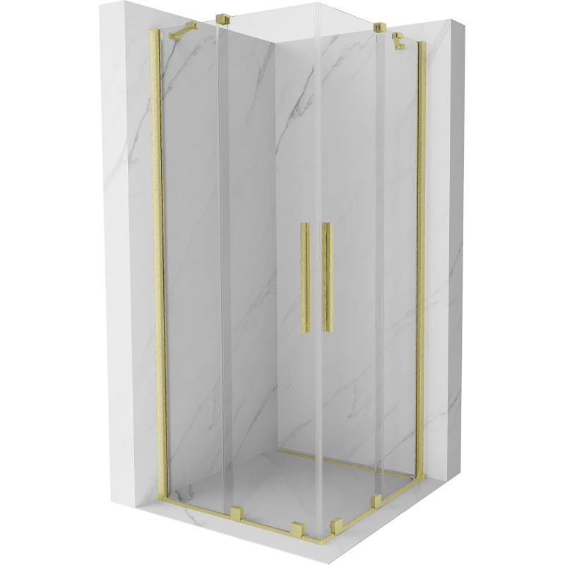 Mexen Velar Duo extendable shower cubicle 80 x 80 cm, transparent, brushed gold - 871-080-080-02-55