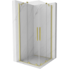 Mexen Velar Duo 80 x 80 cm Sliding Shower Enclosure, Transparent, Brushed Gold - 871-080-080-02-55