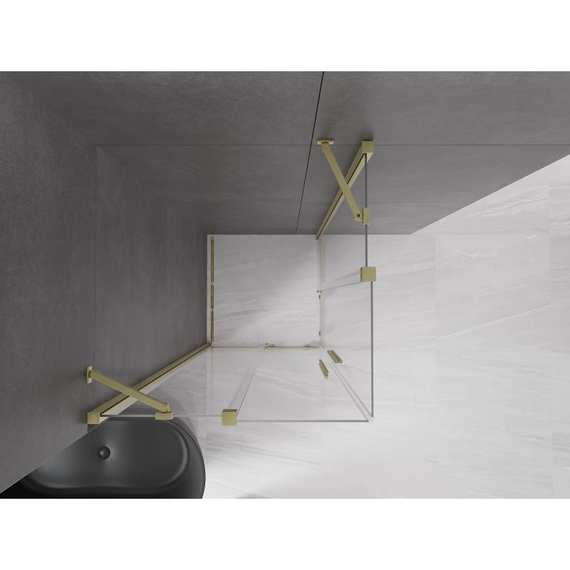 Mexen Velar Duo sliding shower cabin 80 x 80 cm, transparent, brushed gold - 871-080-080-02-55