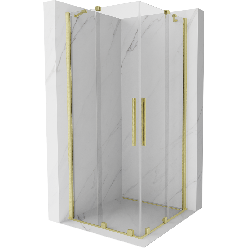Mexen Velar Duo Sliding Shower Enclosure 90 x 90 cm, Transparent, Brushed Gold - 871-090-090-02-55