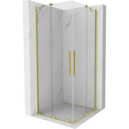 Mexen Velar Duo Sliding Shower Enclosure 90 x 90 cm, Transparent, Brushed Gold - 871-090-090-02-55