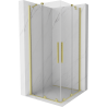 Mexen Velar Sliding Shower Enclosure Duo 90 x 90 cm, Transparent, Brushed Gold - 871-090-090-02-55
