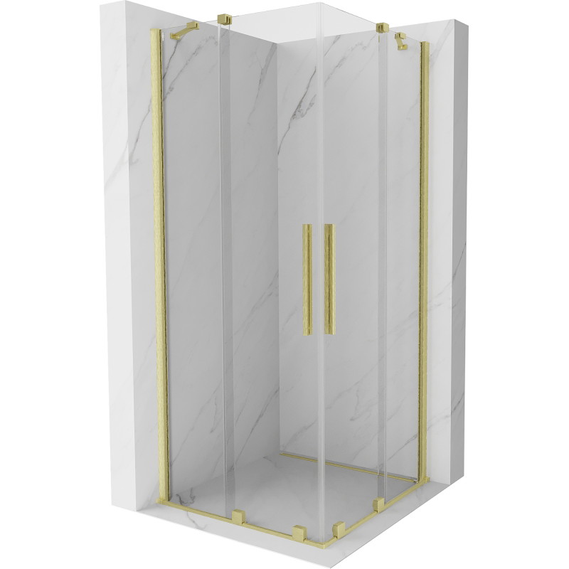 Mexen Velar Duo sliding shower cabin 100 x 100 cm, transparent, brushed gold - 871-100-100-02-55