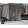 Mexen Velar Duo sliding shower cabin 100 x 100 cm, transparent, brushed gold - 871-100-100-02-55