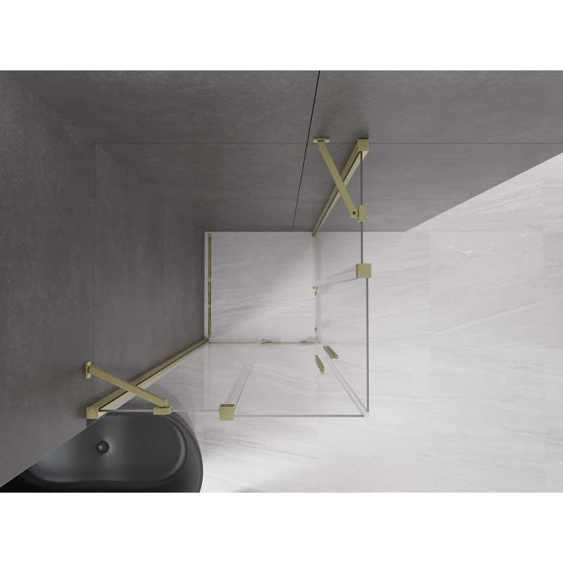 Mexen Velar Duo sliding shower cabin 100 x 100 cm, transparent, brushed gold - 871-100-100-02-55