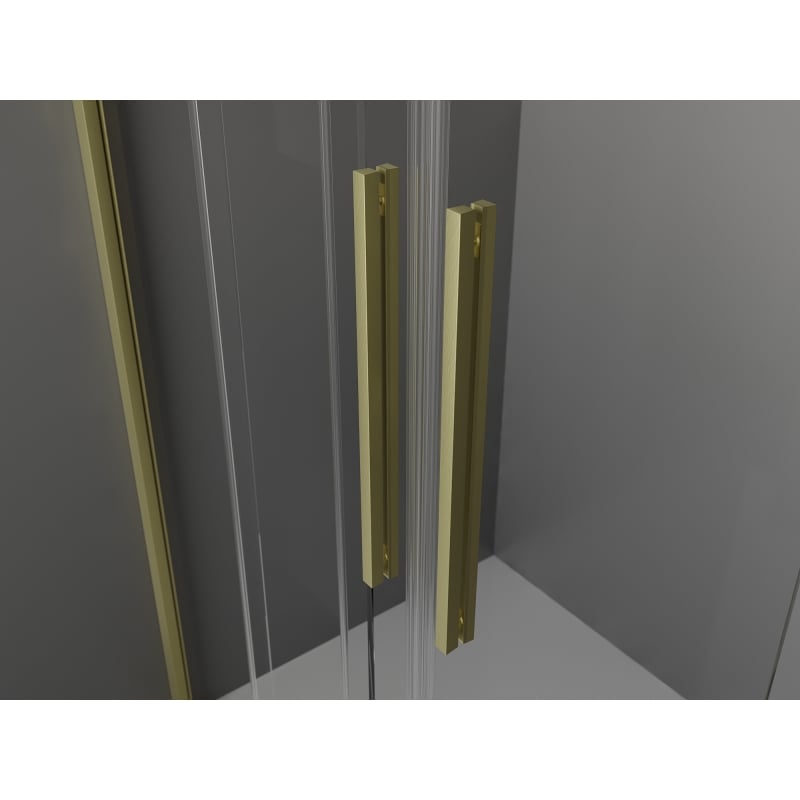 Mexen Velar Duo sliding shower cabin 100 x 100 cm, transparent, brushed gold - 871-100-100-02-55