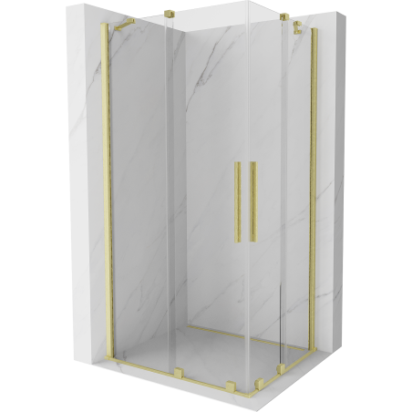 Mexen Velar Duo extendable shower cubicle 90 x 80 cm, transparent, brushed gold - 871-090-080-02-55
