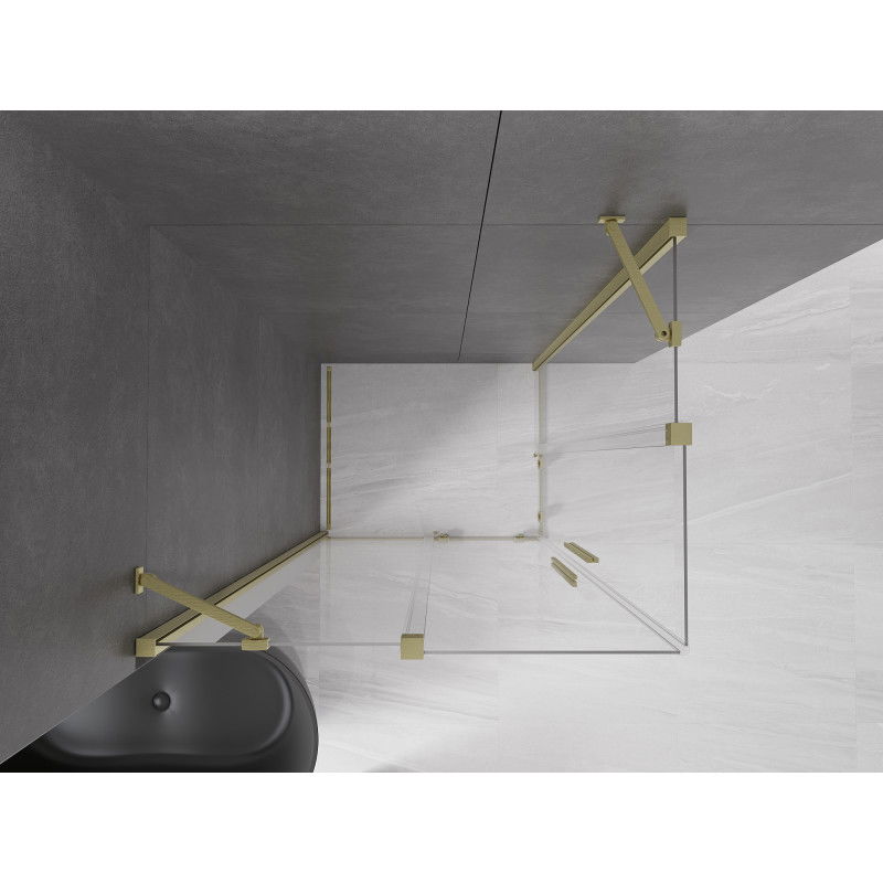 Mexen Velar Duo sliding shower enclosure 90 x 80 cm, transparent, brushed gold - 871-090-080-02-55