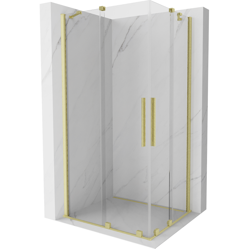 Mexen Velar Duo extendable shower cubicle 100 x 90 cm, transparent, brushed gold - 871-100-090-02-55