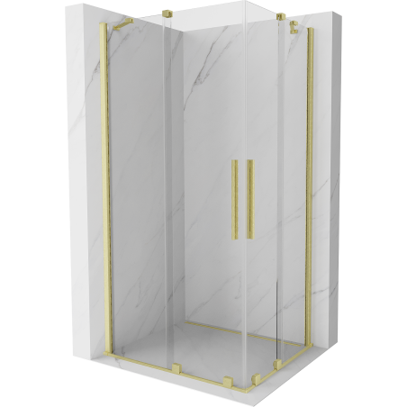 Mexen Velar Duo sliding shower cabin 100 x 90 cm, transparent, brushed gold - 871-100-090-02-55