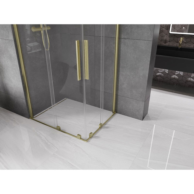 Mexen Velar Duo sliding shower cabin 100 x 90 cm, transparent, brushed gold - 871-100-090-02-55