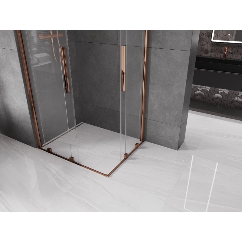 Mexen Velar Duo Sliding Shower Cabin 90 x 80 cm, Transparent, Rose Gold - 871-090-080-02-60