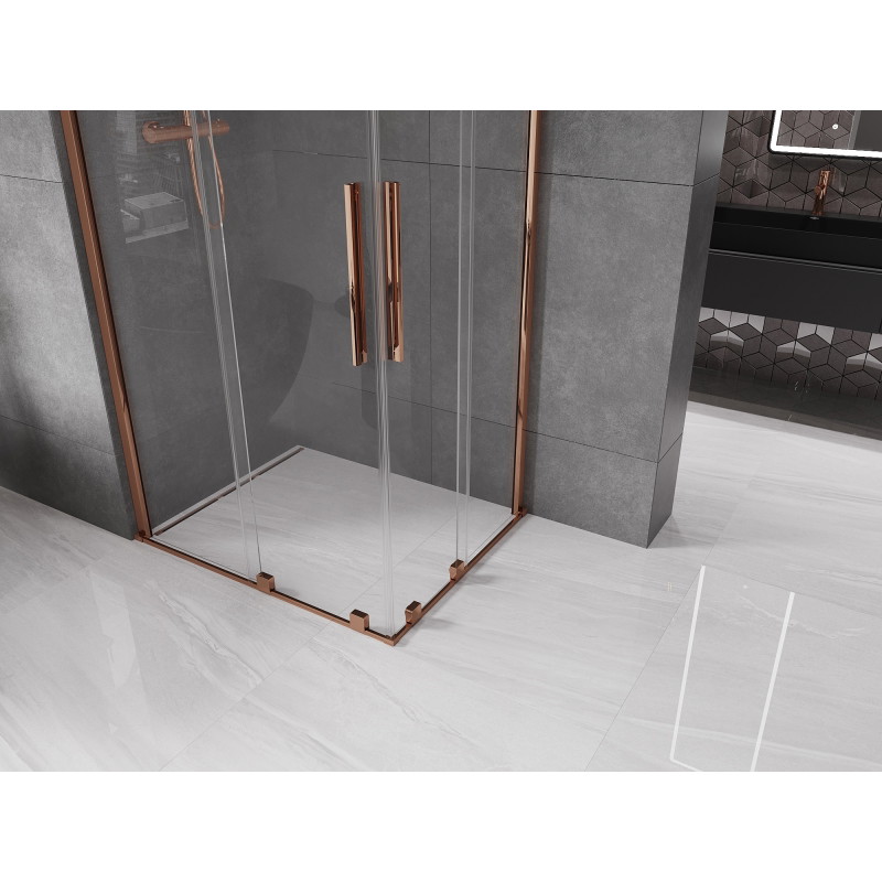 Mexen Velar Duo Sliding Shower Cabin 90 x 80 cm, Transparent, Rose Gold - 871-090-080-02-60