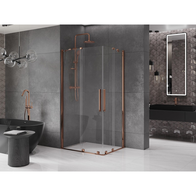 Mexen Velar Duo Sliding Shower Cabin 90 x 80 cm, Transparent, Rose Gold - 871-090-080-02-60